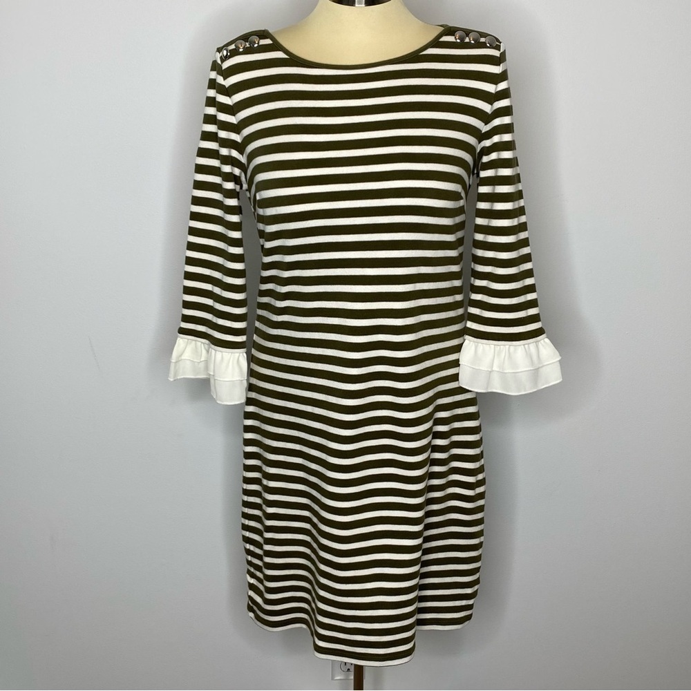 Talbots Olive Striped Dress